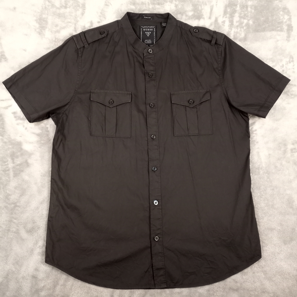 Guess Men's Black Short Sleeve Shirt Size Large Slim Fit